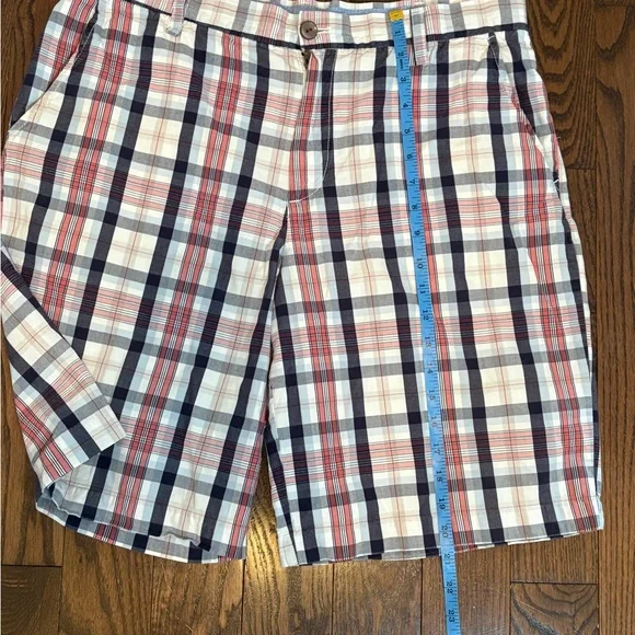 Men IZOD Flat Front Portsmith Plaid Shorts W36 Golf Preppy Casual Sporty - Picture 10 of 13